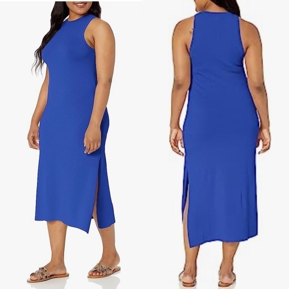 NWT The Drop Gabriela High Side Slit Midi Sweater Dress in Dazzling Blue Size XL - Picture 1 of 8